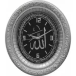 32x37 cm Oval Saatli Ayet-el Kürsi - Gümüş Renk