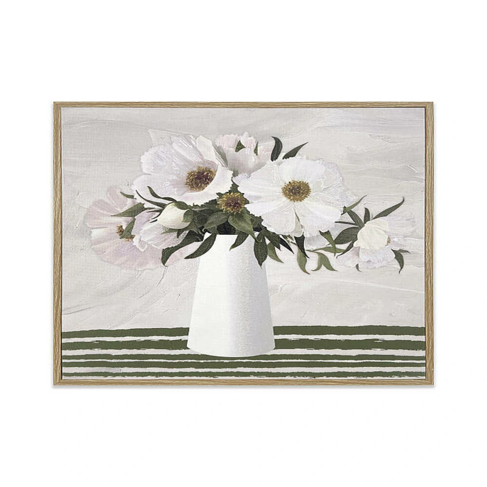 1 30x30 cm Vazoda Beyaz Çiçekler Natürmort Tablo (PH-3D024) - Görsel 1
