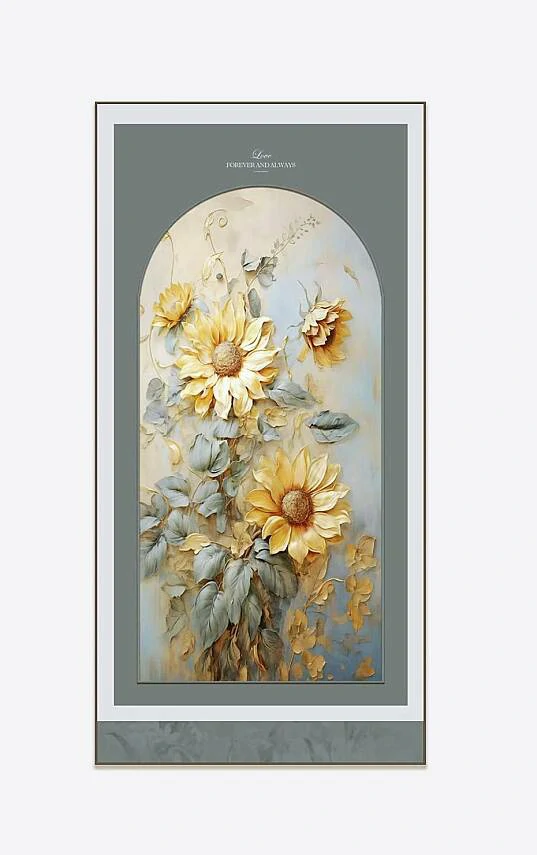 3d-kabartma-efektli-aycicegi-motifli-kemerli-dikey 3D Kabartma Efektli Ayçiçeği Motifli Kemerli Dikey Dekoratif Tablo 80x160 cm (2026) - Görsel 1