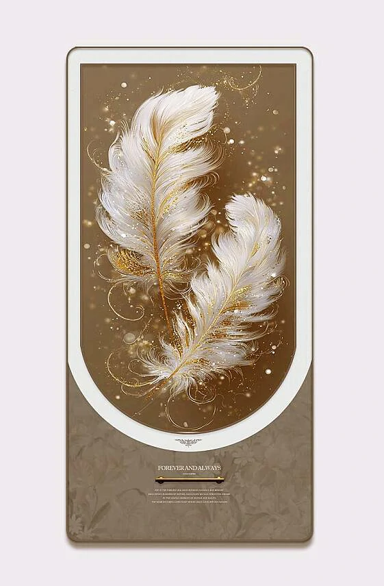 altin-isiltili-tuy-serisi-dikey-dijita Altın Işıltılı Tüy Serisi Dikey Dijital Baskı Tablo 80x160 cm (G56) - Görsel 1