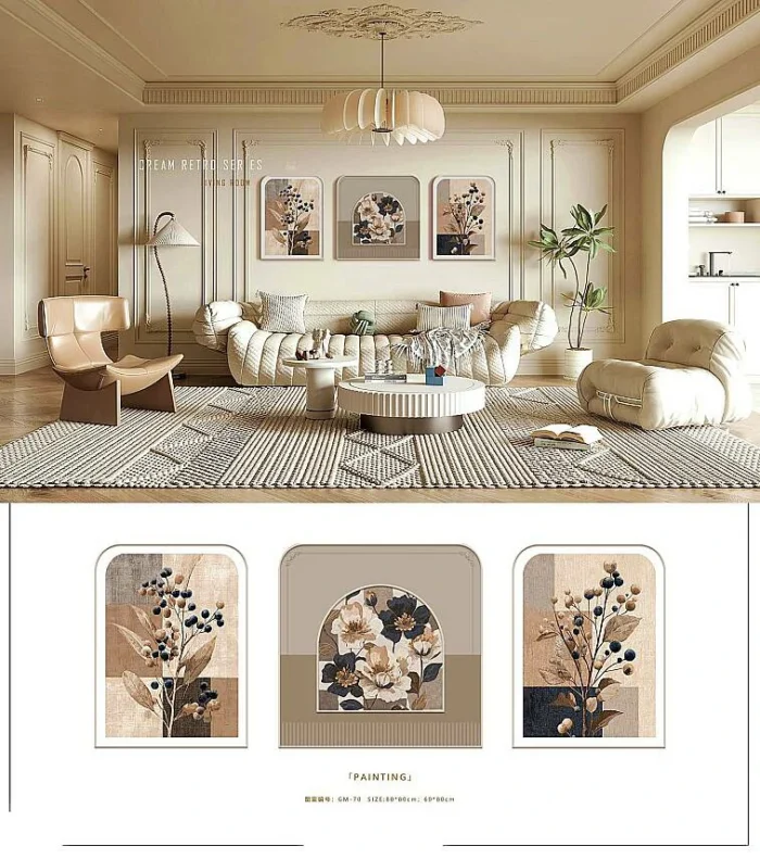 Botanik & Dağ Esintisi Kemerli 3'lü Dijital Baskı Tablo Seti (60x80 cm)-(80x80 cm)-(60x80 cm)(GM-24) - Görsel 2