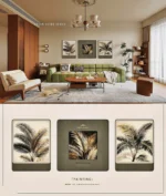 Tropikal Palmiye Serisi 3'lü Dekoratif Dijital Baskı Tablo Seti (60x80 cm)-(80x80 cm)-(60x80 cm) (S28) - Görsel 2