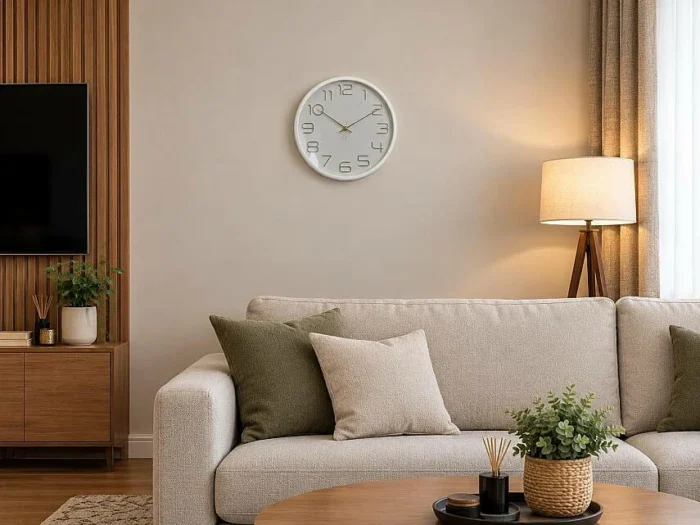 30 cm Duvar Saati Gold Detaylı Beyaz (KOD-3623) - Görsel 2