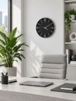 30 cm Duvar Saati Minimalist Çizgisel Rakamlı Siyah (KOD-5957) - Görsel 2