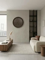 40 cm Duvar Saati Geometrik Desenli Minimalist Kahverengi (KOD-3615N) - Görsel 2