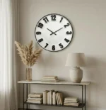 50 cm Duvar Saati Siyah Kabartma Rakamlı Beyaz (KOD-3630-1) - Görsel 2