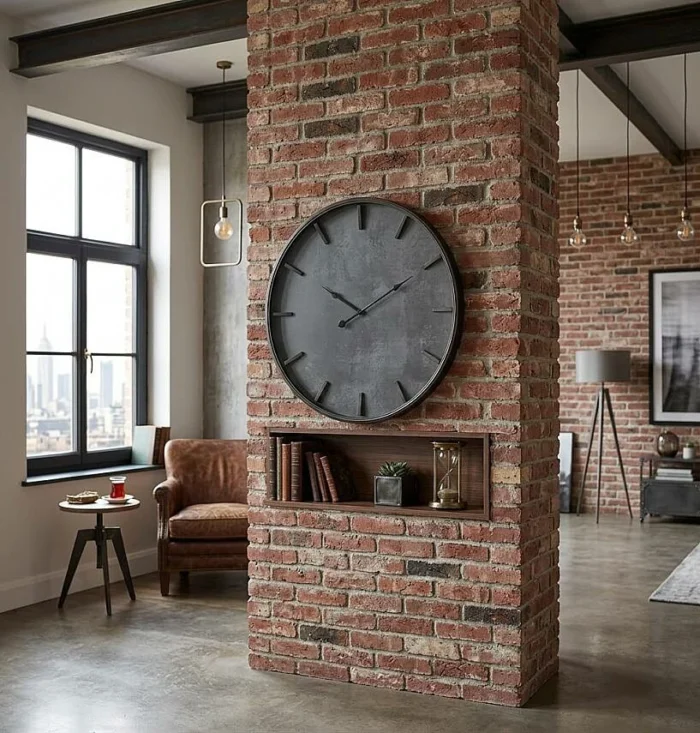 76 cm Duvar Saati Beton Efektli Füme (KOD-3317) - Görsel 2