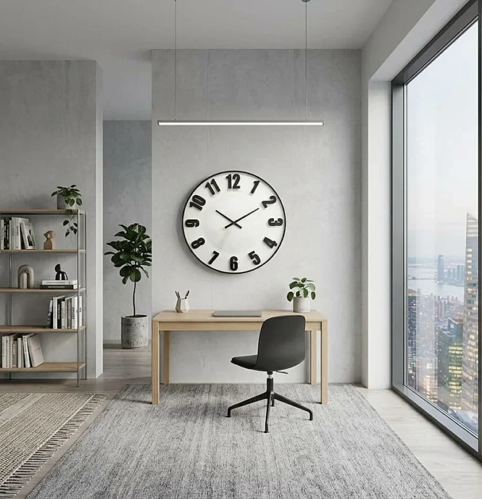 76 cm Duvar Saati Kabartma Rakamlı Siyah Çerçeveli Beyaz (KOD-3582-4) - Görsel 2